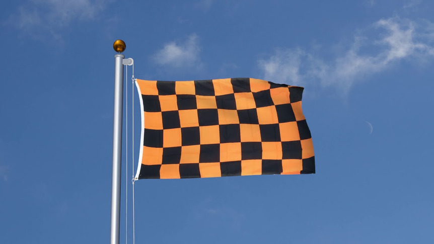 Kariert Schwarz-Orange - Flagge 90 x 150 cm