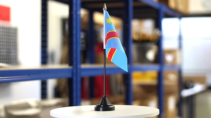 Demokratische Republik Kongo - Tischflagge 10 x 15 cm