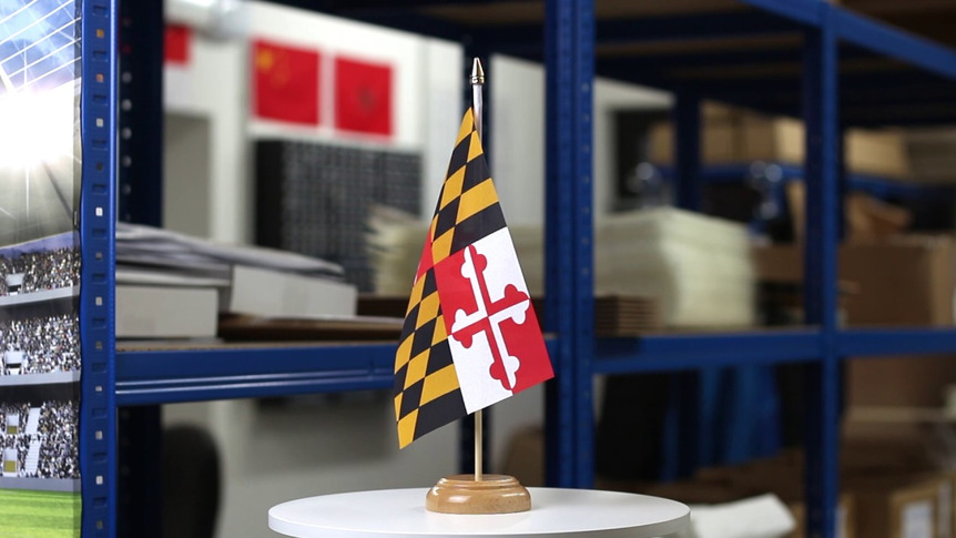 Maryland - Holz Tischflagge 15 x 22 cm