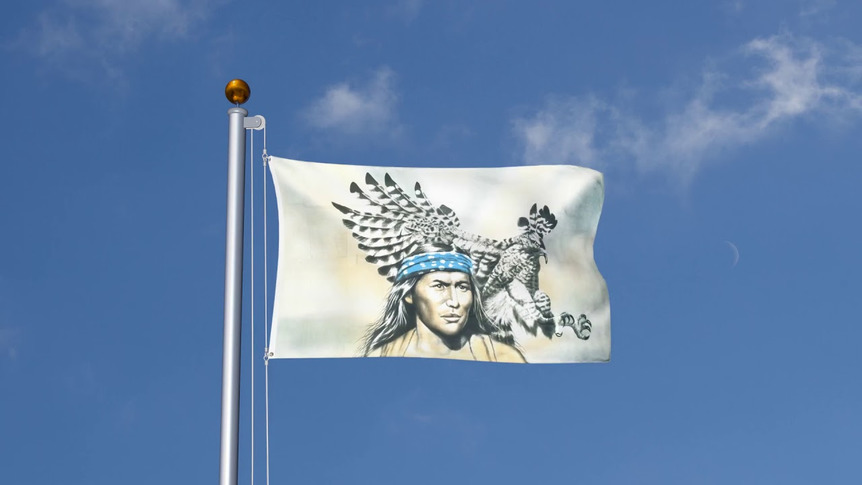 Indianer mit Adler - Flagge 90 x 150 cm
