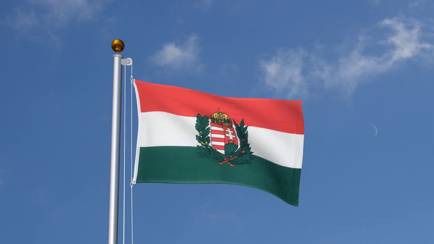 Ungarn mit Wappen - Flagge 90 x 150 cm