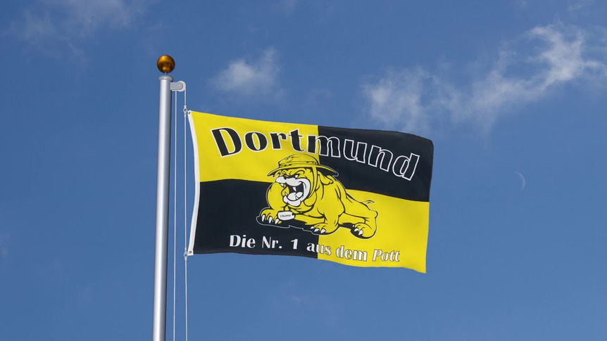 Dortmund Bulldogge, Nr. 1 aus dem Pott - Flagge 90 x 150 cm