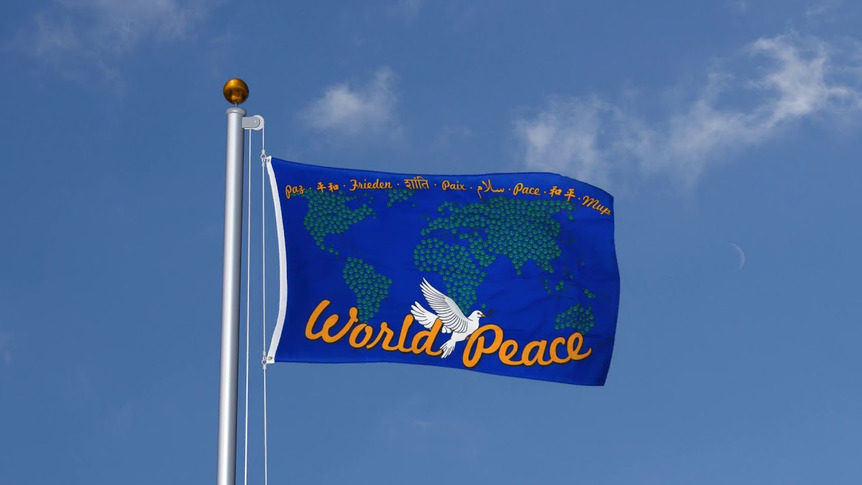 World Peace Map Blue - 3x5 ft Flag