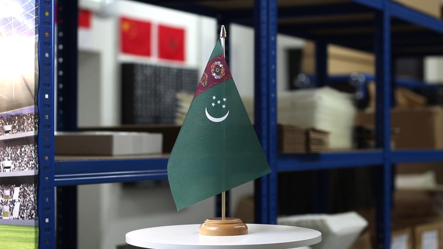 Turkmenistan - Holz Tischflagge 15 x 22 cm