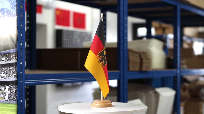 Allemagne Dienstflagge - Drapeau de table 15 x 22 cm, bois