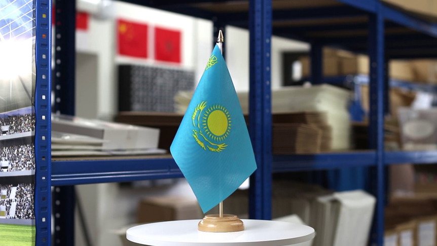 Kazakhstan - Table Flag 6x9", wooden