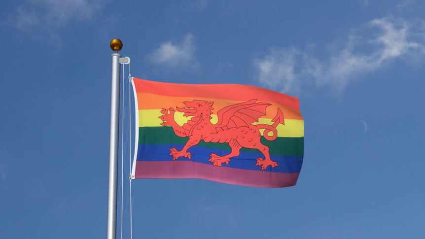 Regenbogen Wales Drache - Flagge 90 x 150 cm