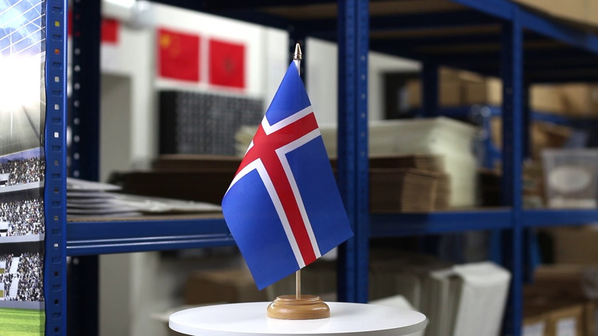 Iceland - Table Flag 6x9", wooden