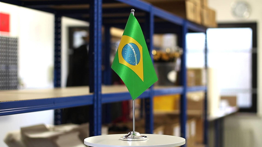 Brésil - Drapeau de table 15 x 22 cm, prestige