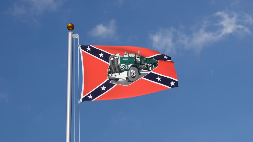 Confédéré USA Sudiste avec Camion - Drapeau 90 x 150 cm
