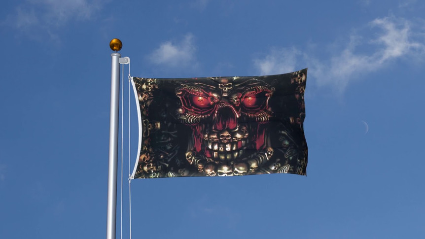 Totenkopf Hölle - Flagge 90 x 150 cm