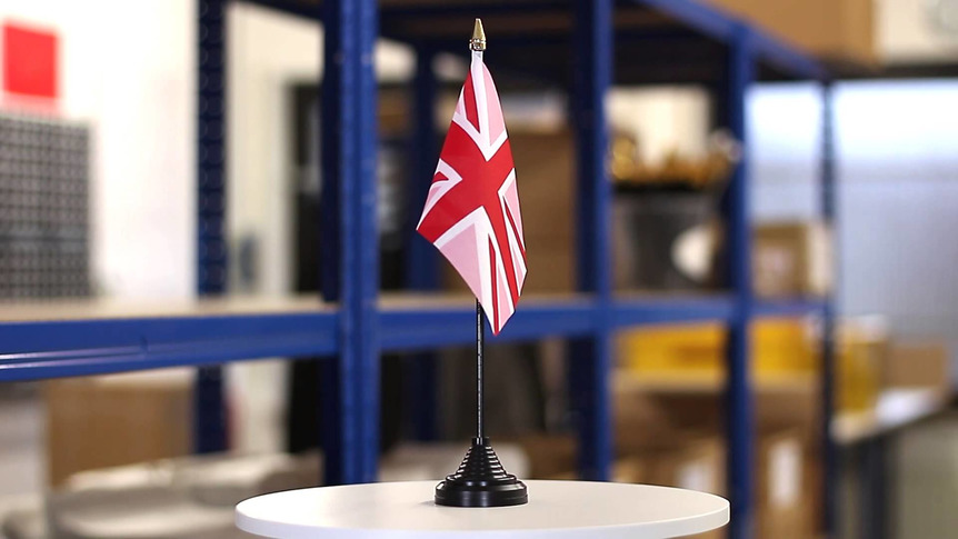 Union Jack rose - Mini drapeau de table 10 x 15 cm