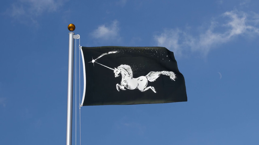Einhorn Schwarz - Flagge 90 x 150 cm