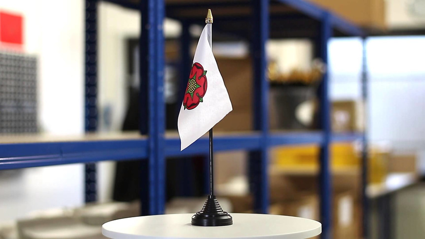 Lancashire rose rouge - Mini drapeau de table 10 x 15 cm