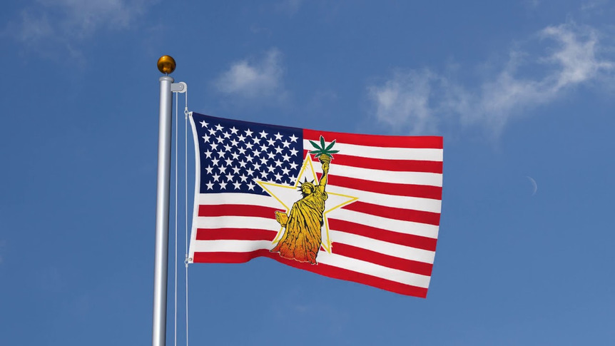 USA Freiheitsstatue Marijuana - Flagge 90 x 150 cm