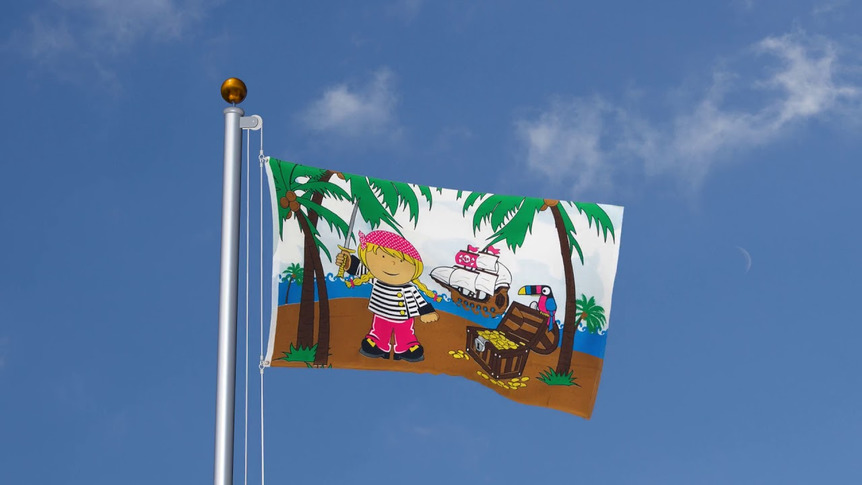 Pirat Mädchen auf Schatzinsel - Flagge 90 x 150 cm