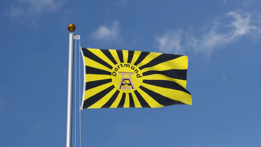 Dortmund Aufgehende Sonne mit Förderturm - Flagge 90 x 150 cm