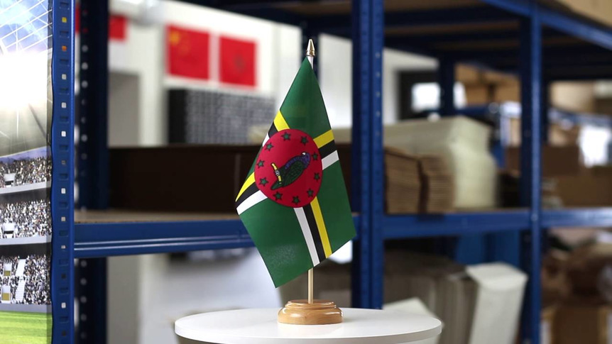 Dominica - Table Flag 6x9", wooden