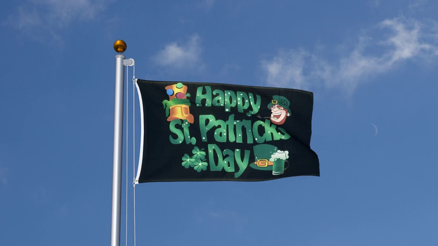 Happy St. Patrick's Day Schwarz - Flagge 90 x 150 cm