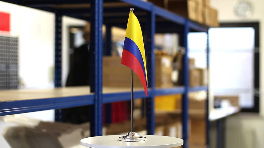 Kolumbien - Satin Tischflagge 15 x 22 cm