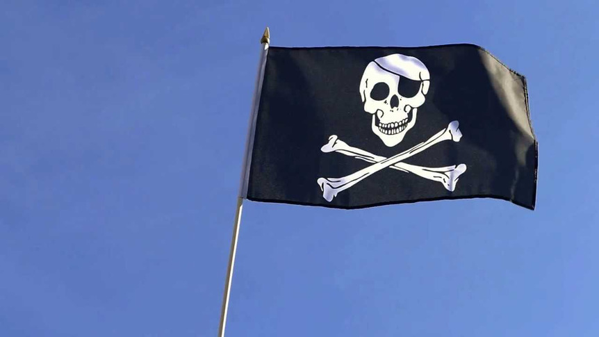 Pirate Skull and Bones - Hand Waving Flag 12x18"
