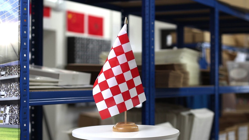 Checkered Red-White - Table Flag 6x9", wooden