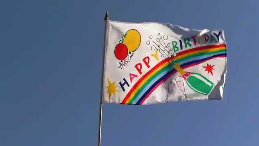 Happy Birthday - Hand Waving Flag 12x18"