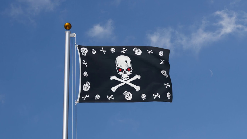 Pirate Bones and skulls red eyes - 3x5 ft Flag