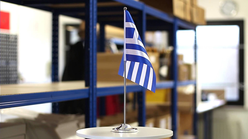 Griechenland - Satin Tischflagge 15 x 22 cm