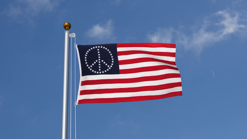 USA Peace avec étoiles - Drapeau 90 x 150 cm