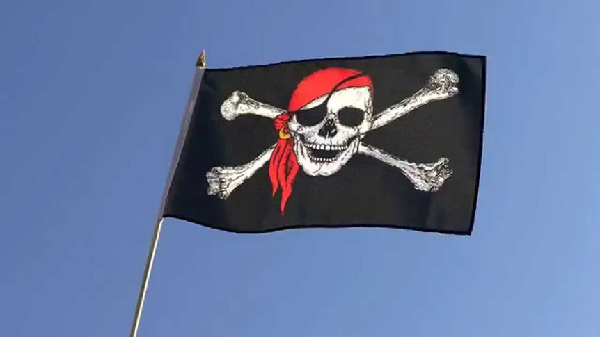 Pirat Kopftuch - Stockflagge 30 x 45 cm
