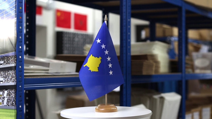 Kosovo - Table Flag 6x9", wooden