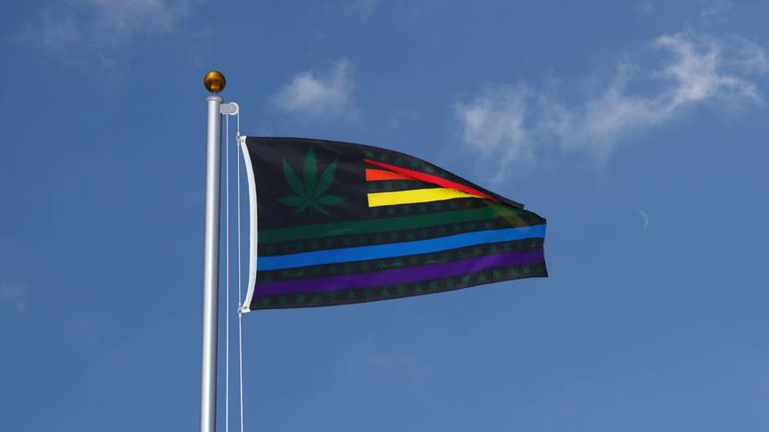 Marijuana USA Hanfblätter Regenbogen - Flagge 90 x 150 cm