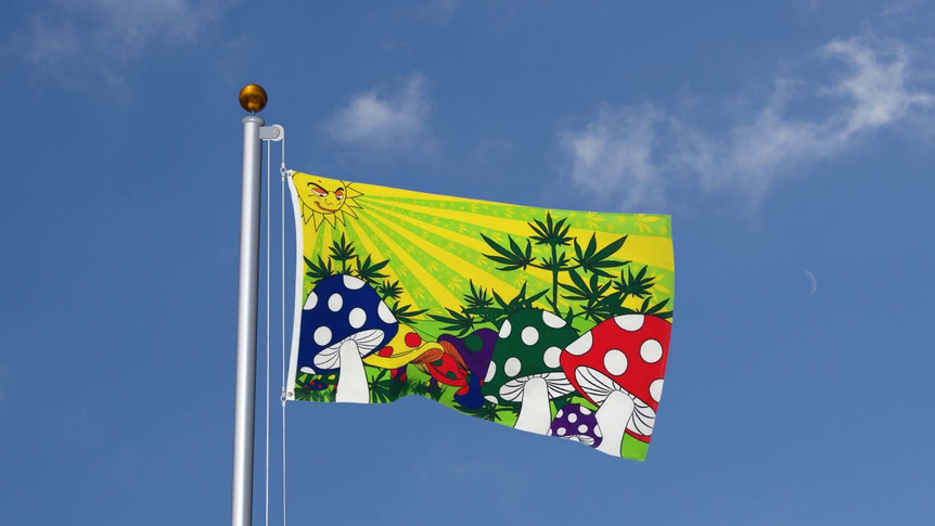 Pilze und Marijuana - Flagge 90 x 150 cm