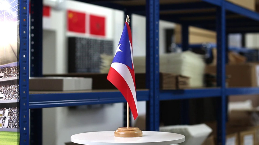 Puerto Rico - Drapeau de table 15 x 22 cm, bois