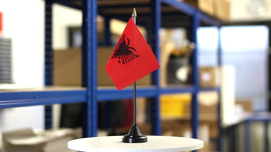 Albanie - Mini drapeau de table 10 x 15 cm