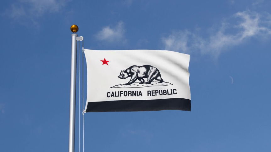 USA Kalifornien Schwarz-Weiß - Flagge 90 x 150 cm