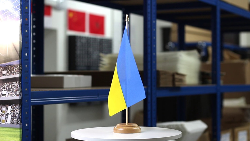Ukraine - Table Flag 6x9", wooden