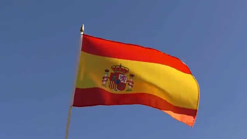 Spanien mit Wappen - Stockflagge 30 x 45 cm