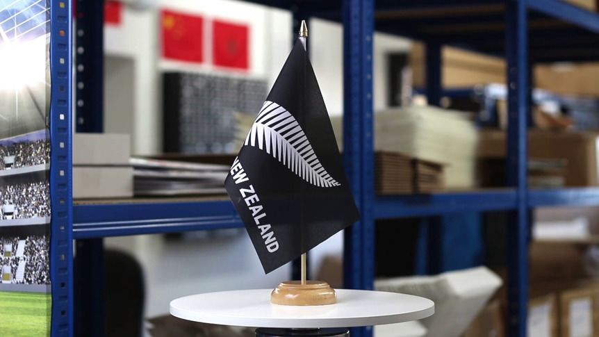 New Zealand feather all blacks - Table Flag 6x9", wooden