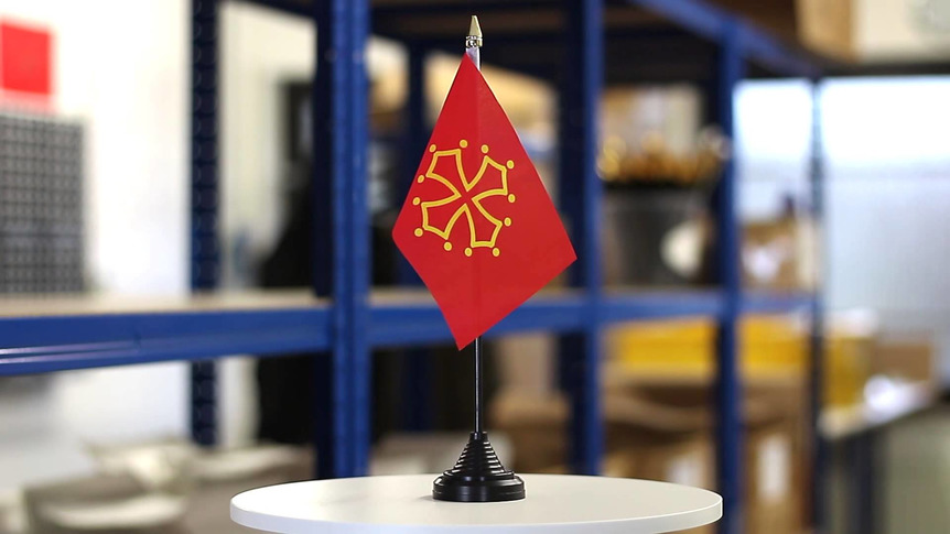 Midi Pyrénées - Mini drapeau de table 10 x 15 cm
