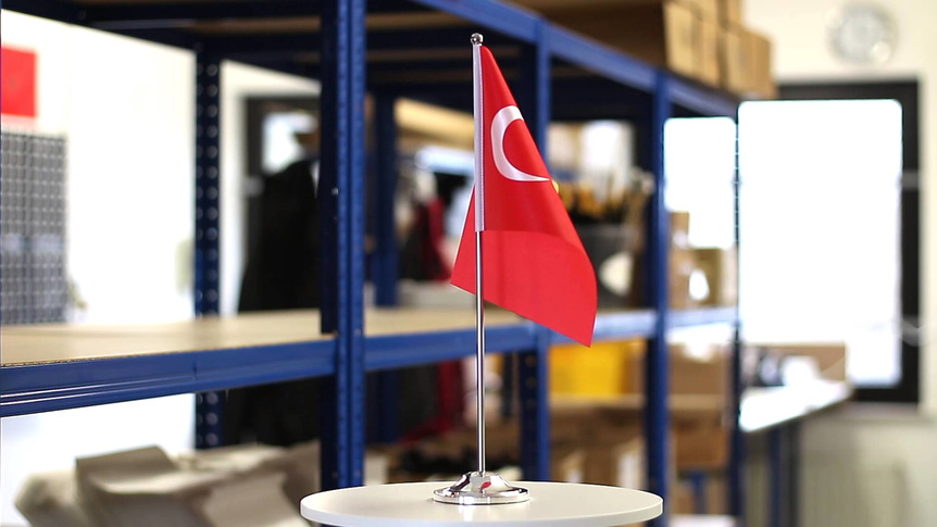 Turquie - Drapeau de table 15 x 22 cm, prestige