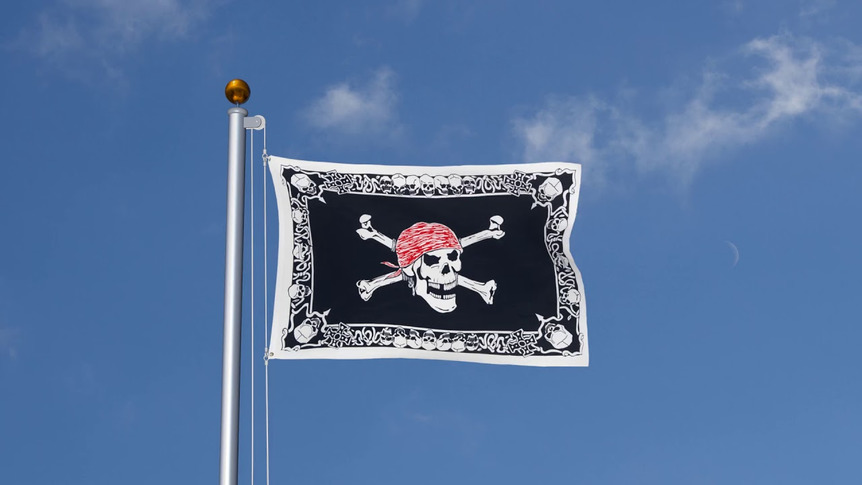 Pirate Crâne avec bordure - Drapeau 90 x 150 cm