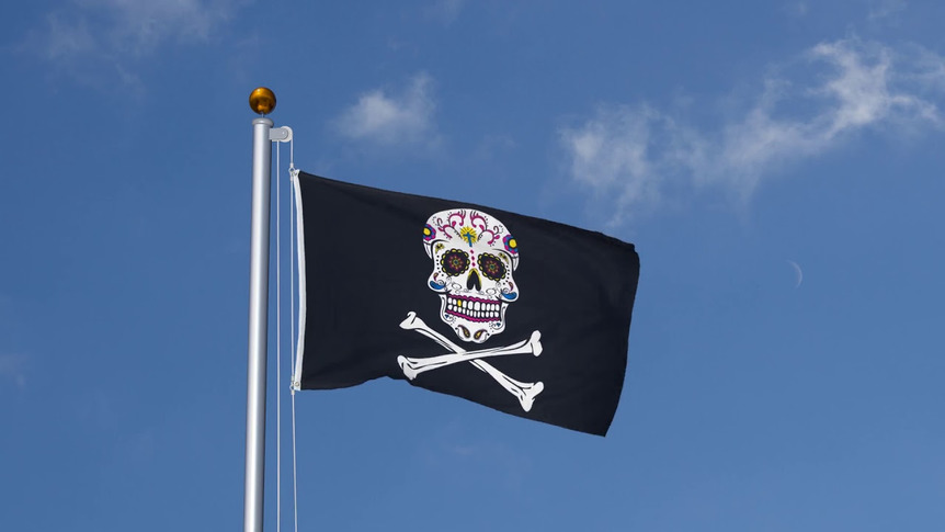 Pirat Zuckerschädel - Flagge 90 x 150 cm