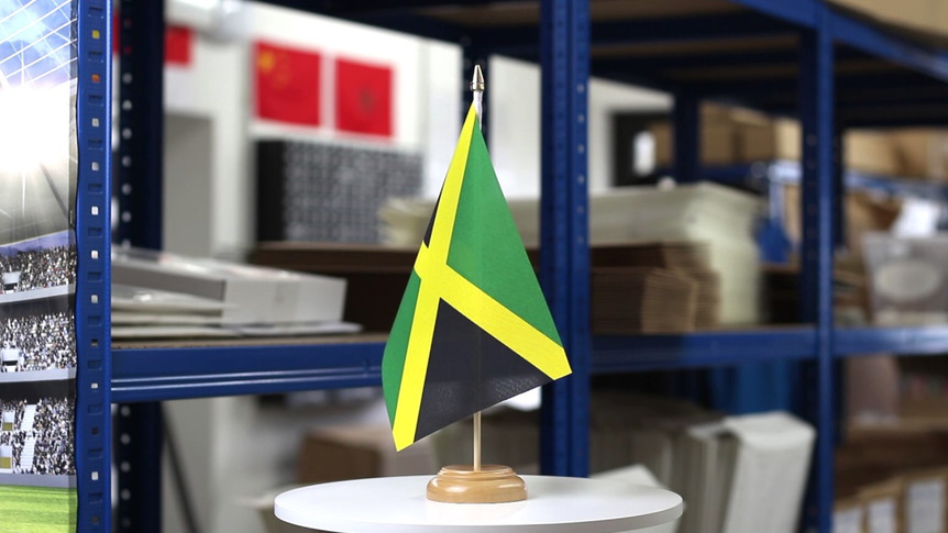Jamaika - Holz Tischflagge 15 x 22 cm