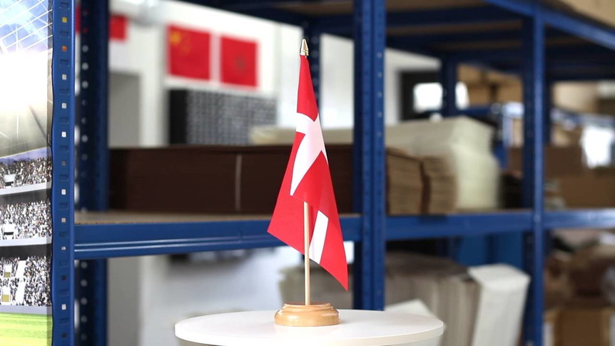 Denmark - Table Flag 6x9", wooden