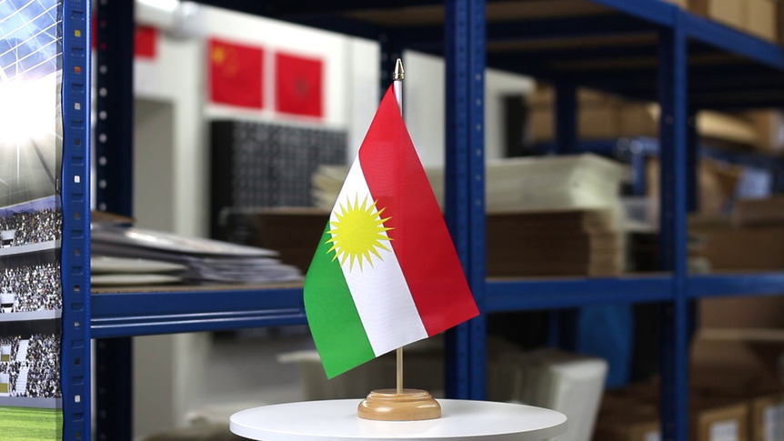 Kurdistan - Holz Tischflagge 15 x 22 cm