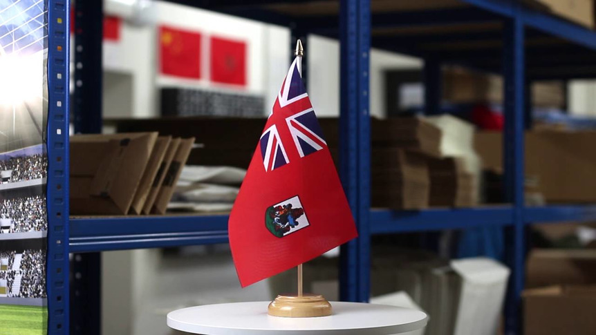 Bermudas - Holz Tischflagge 15 x 22 cm