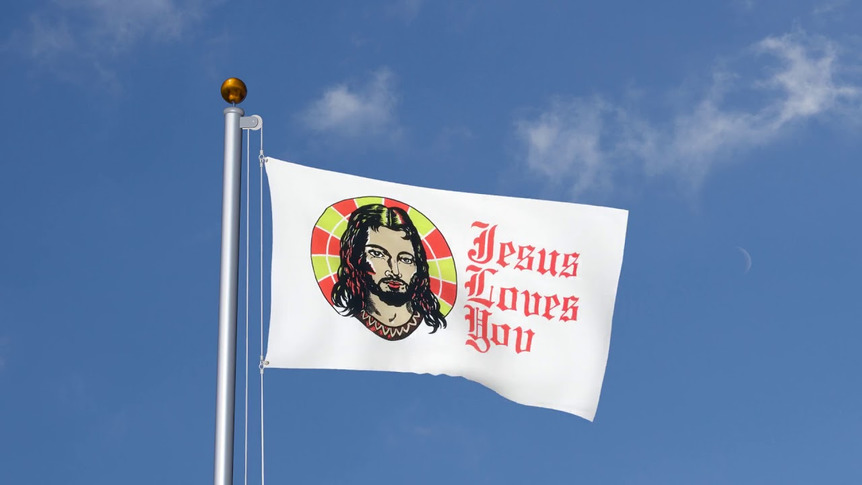 Jesus Loves You - Drapeau 90 x 150 cm