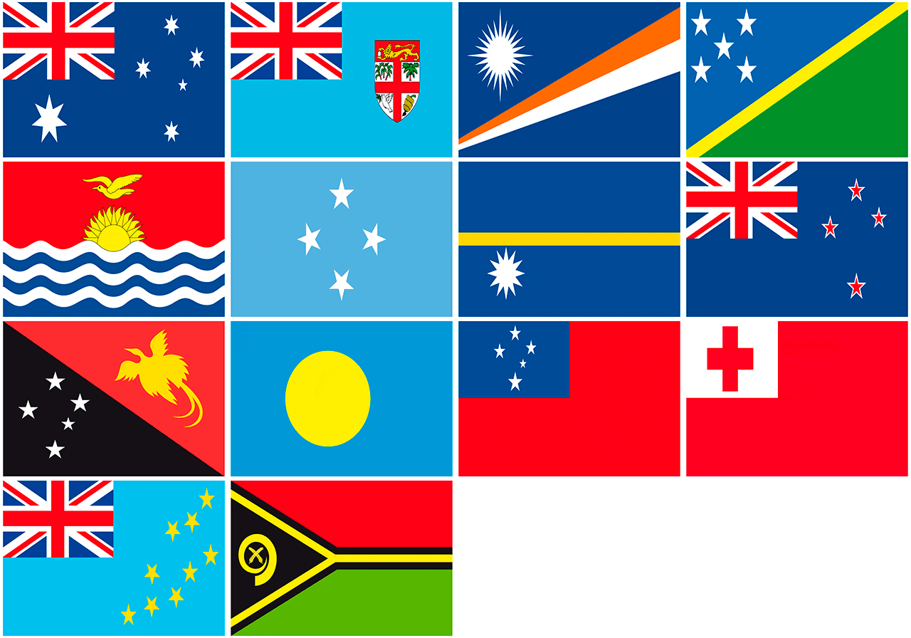 Океания союз. Флаги Австралии и Океании. Флаги государств Австралии и Океании. Флаг Союза Австралии и Океании. Флаги государств Океании.